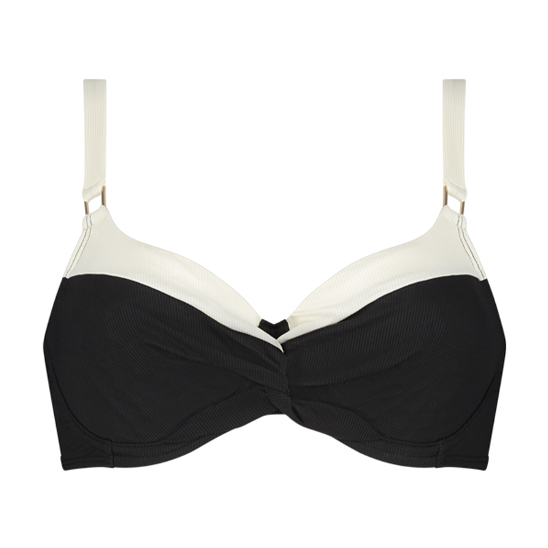 Beachlife Vanilla And Black Bikini Oberteil Annadiva