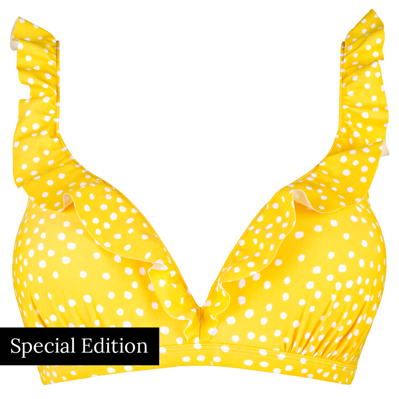 Beachlife Yellow Dot Plunge Bikini Oberteil Annadiva