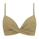 Gold Glitter Twist Bikini Oberteil