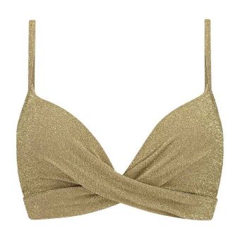 Gold Glitter Twist Bikini Oberteil