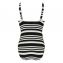 Annadiva Swim Aruba Stripe Hochgeschlossener Badeanzug Black White