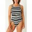 Annadiva Swim Aruba Stripe Hochgeschlossener Badeanzug Black White